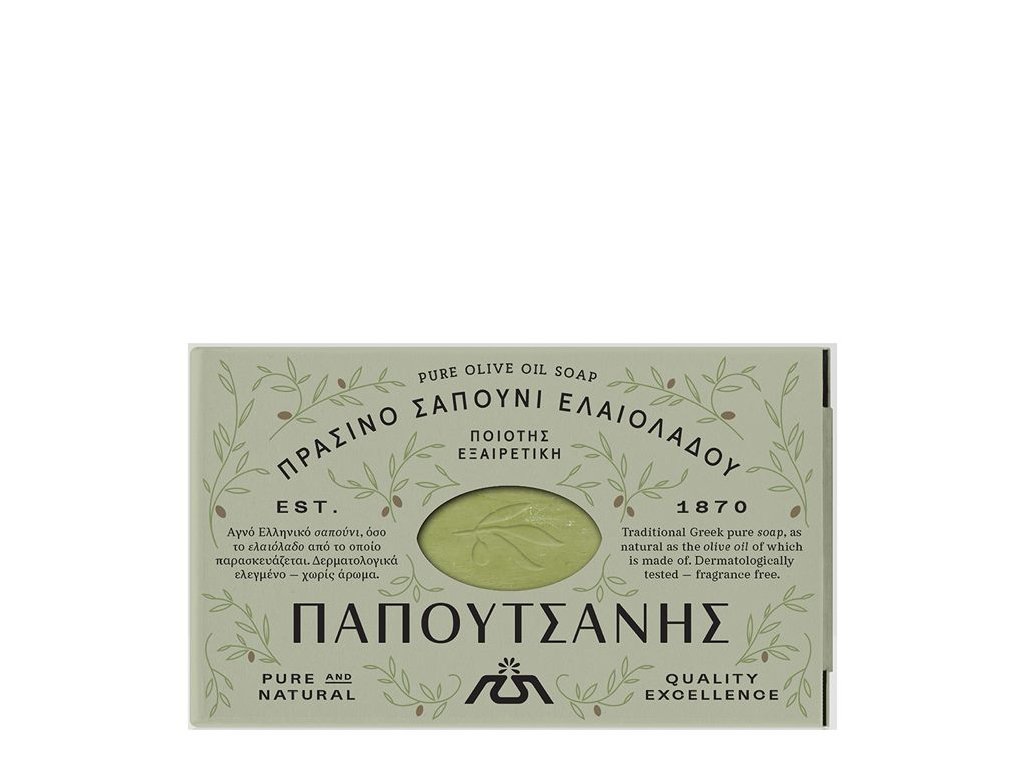 PAPOUTSANIS Tradiční Olivové mýdlo Zelené 125 g