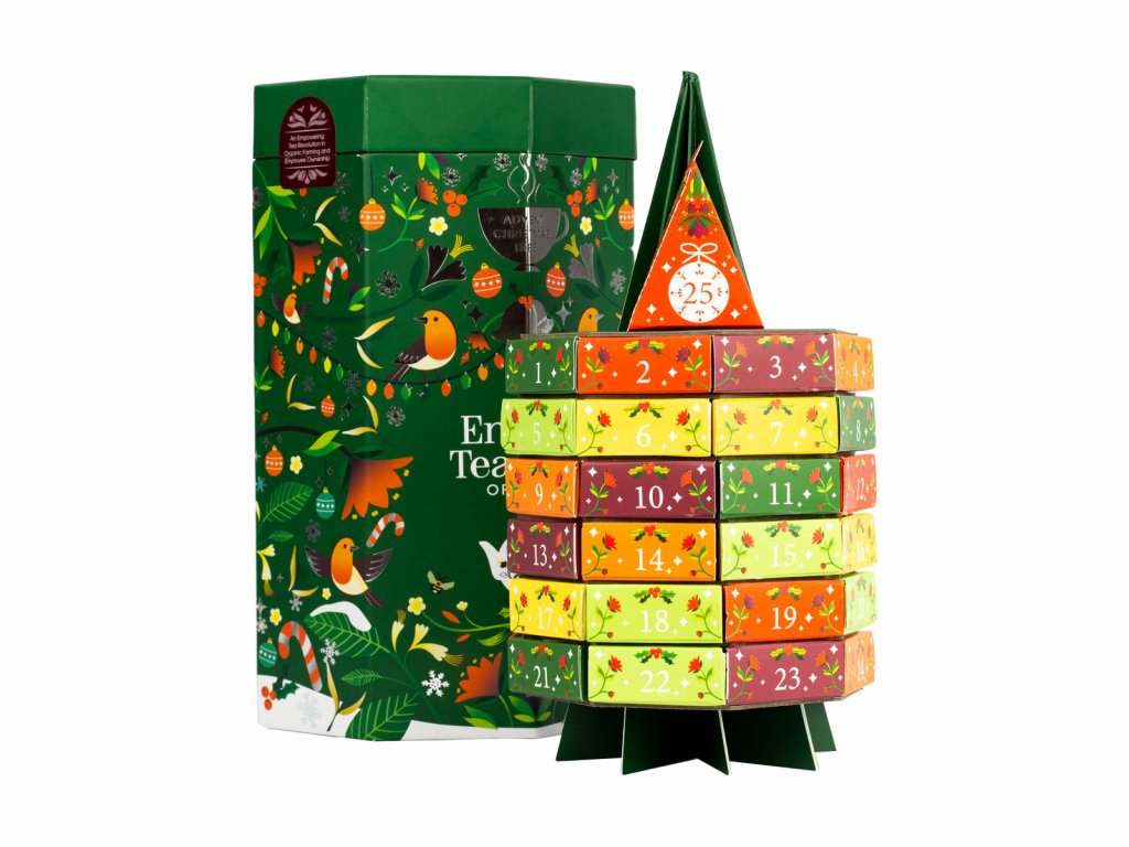 BIO Adventní kalendář Strom - Vánoční čaj, 25 pyramidek, English Tea Shop