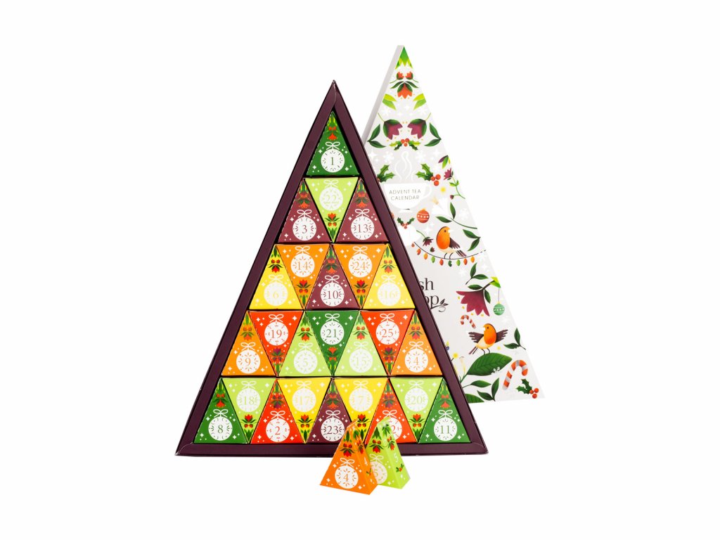 BIO Adventní kalendář Trojúhelník - Vánoční čaj, 25 pyramidek, English Tea Shop