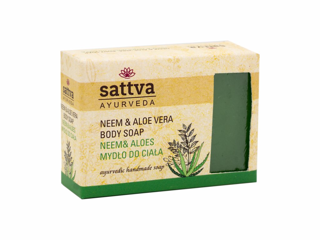 Ájurvédské mýdlo Neem a Aloe vera, 125 g, Sattva