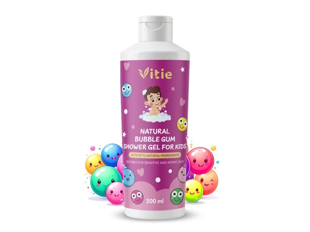 Vitie Přírodní dětský sprchový gel Bubble Gum, 200 ml