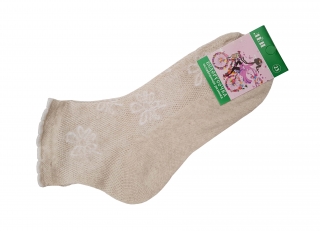 Ponožky kotníkové dámské lněné síťované