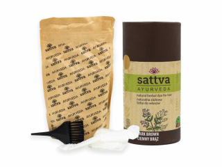 Henna na vlasy - Tmavě Hnědá, 150 g, Sattva